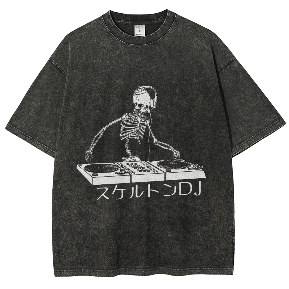 Skeleton DJ Vintage Washed T-shirt