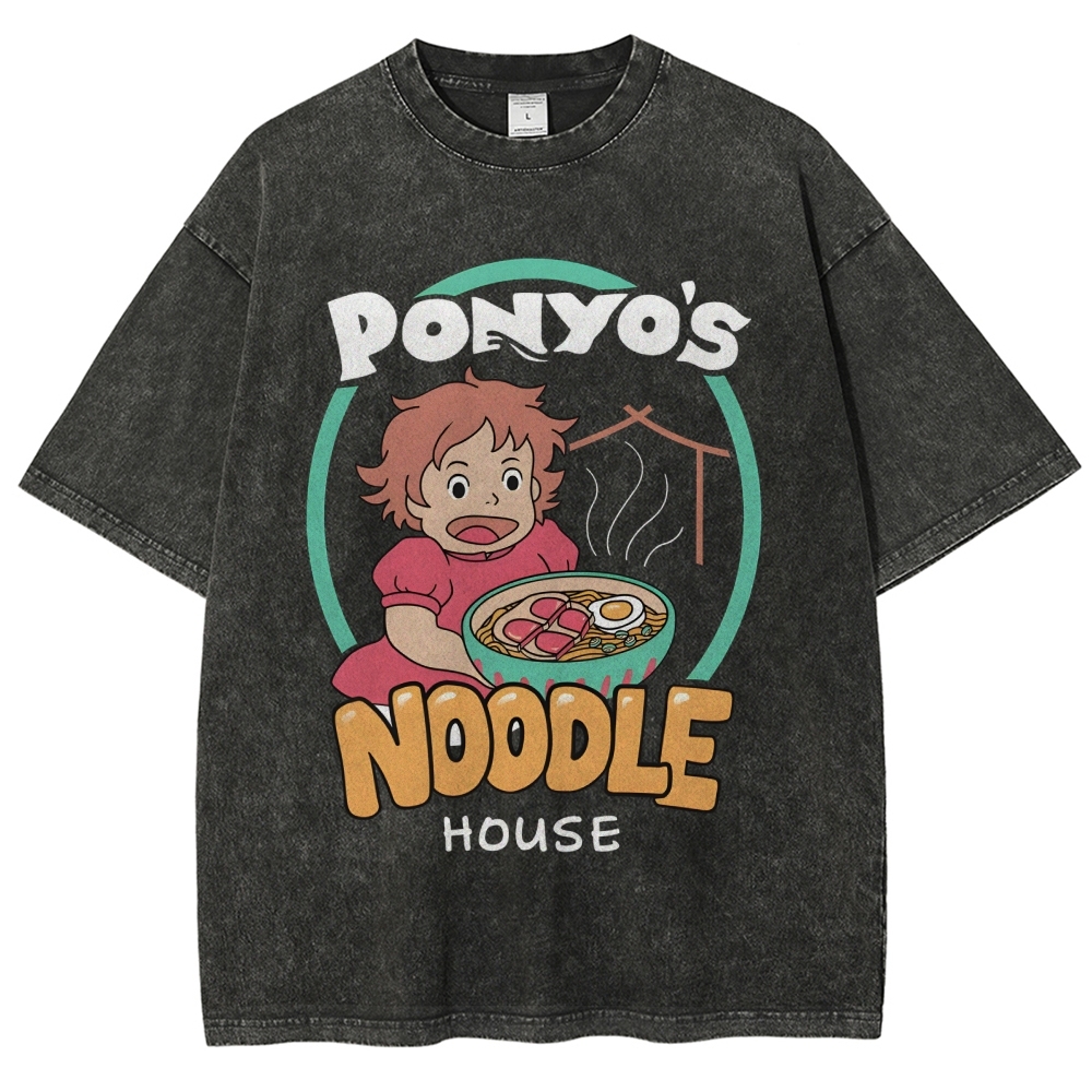 Ghibli Ponyo Anime Vintage Wash Japanese Design T-Shirt