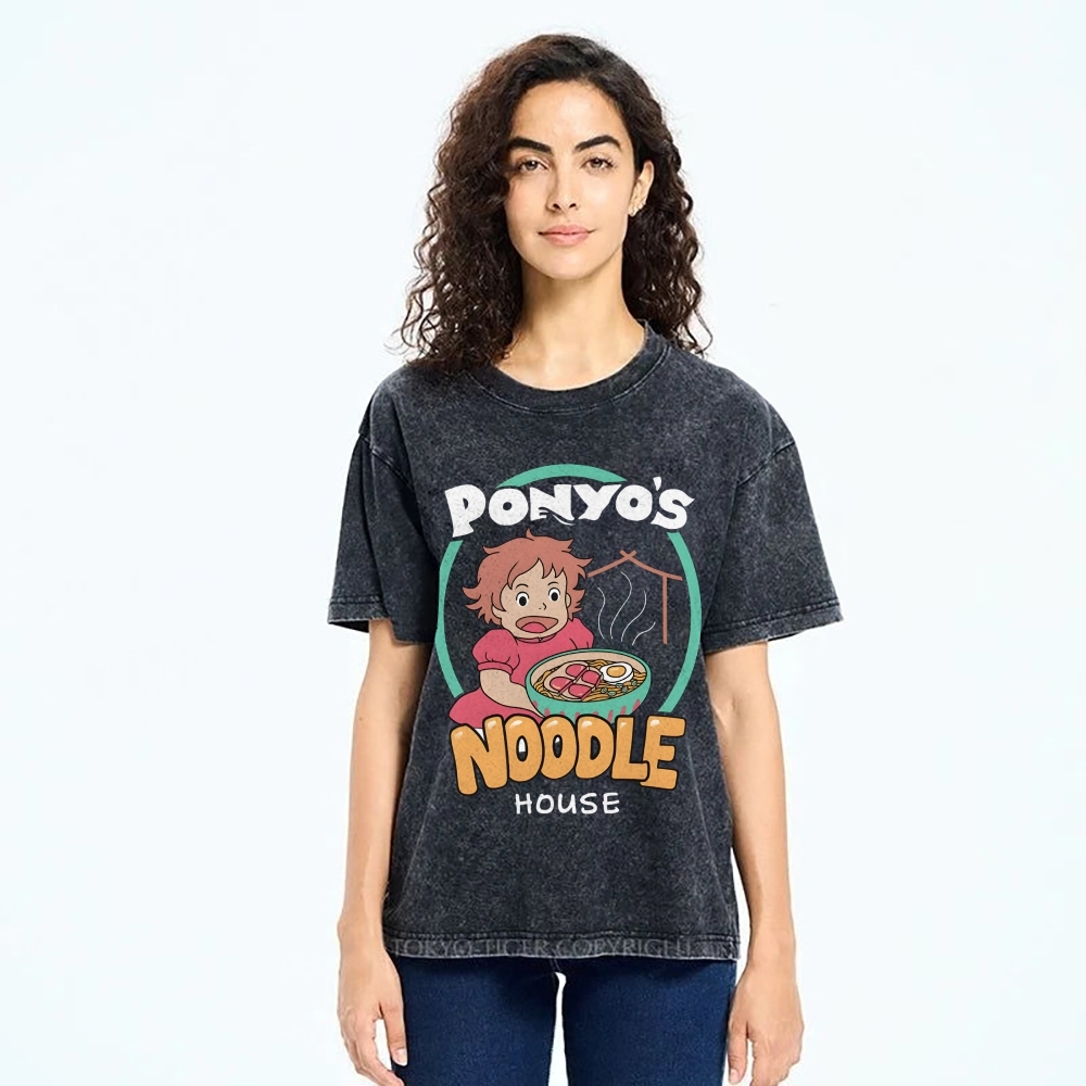 Ghibli Ponyo Anime Vintage Wash Japanese Design T-Shirt