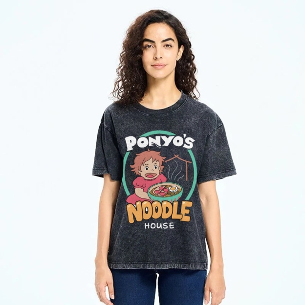 Ghibli Ponyo Anime Vintage Wash Japanese Design T-Shirt