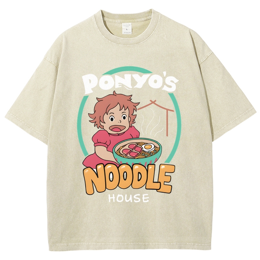 Ghibli Ponyo Anime Vintage Wash Japanese Design T-Shirt