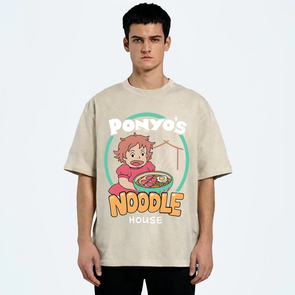 Ghibli Ponyo Anime Vintage Wash Japanese Design T-Shirt