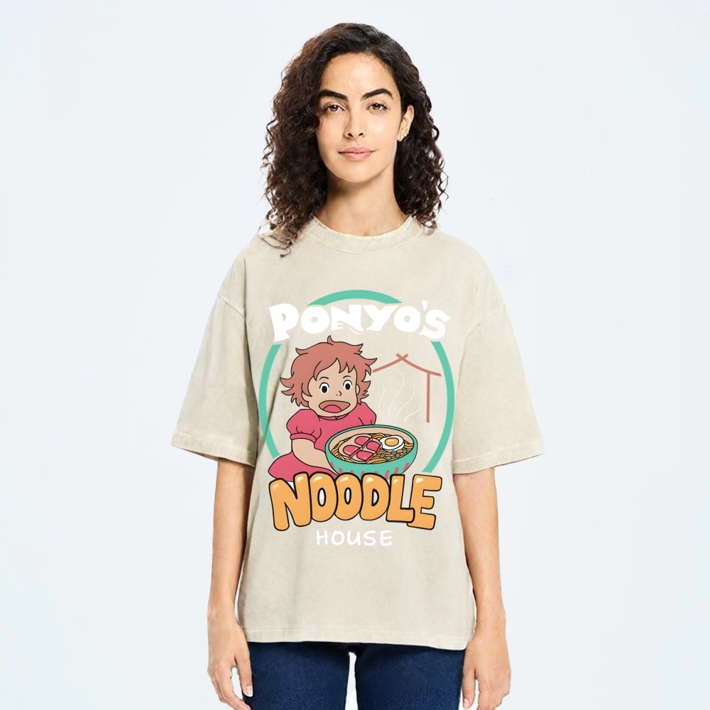 Ghibli Ponyo Anime Vintage Wash Japanese Design T-Shirt