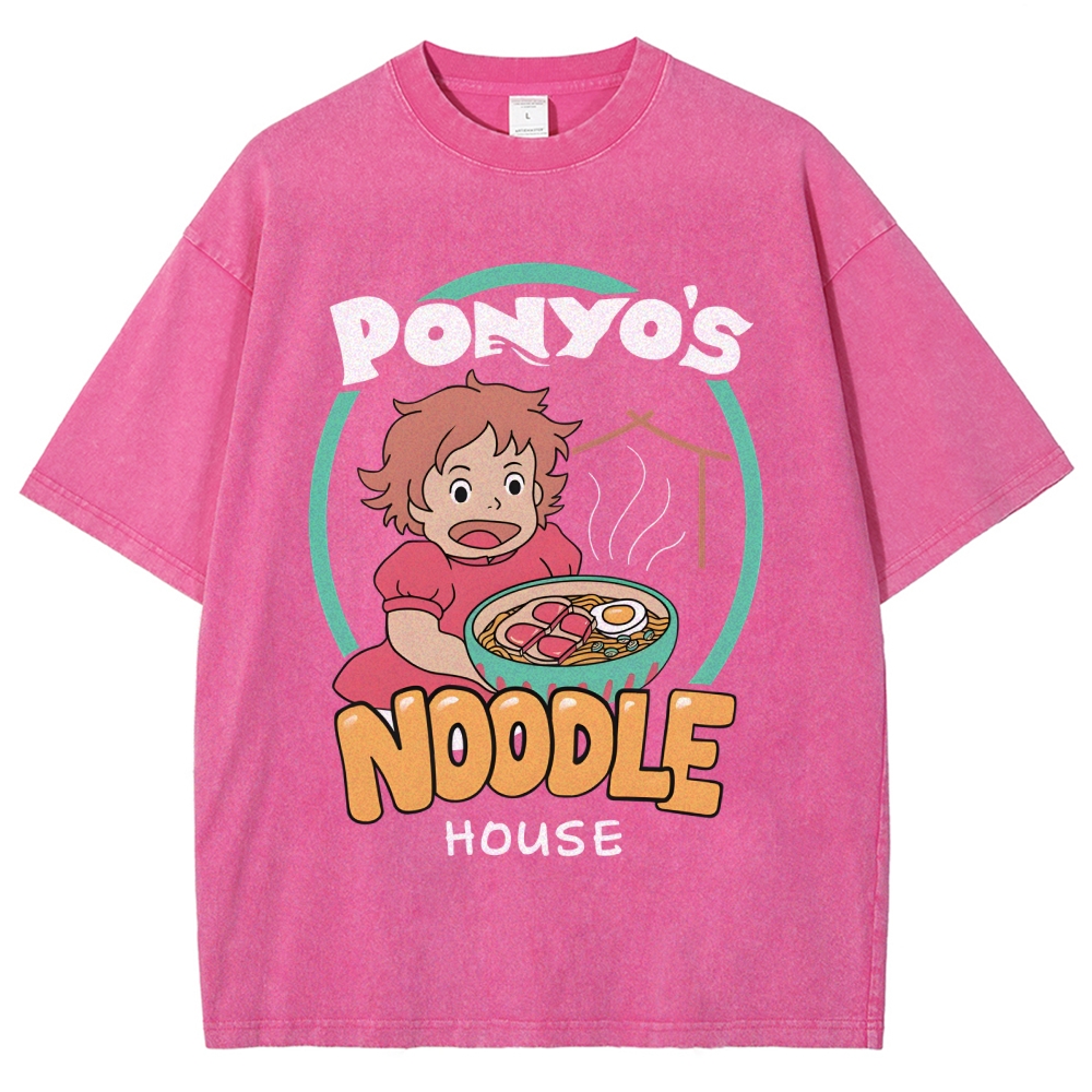 Ghibli Ponyo Anime Vintage Wash Japanese Design T-Shirt
