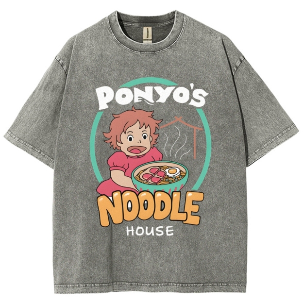 Ghibli Ponyo Anime Vintage Wash Japanese Design T-Shirt