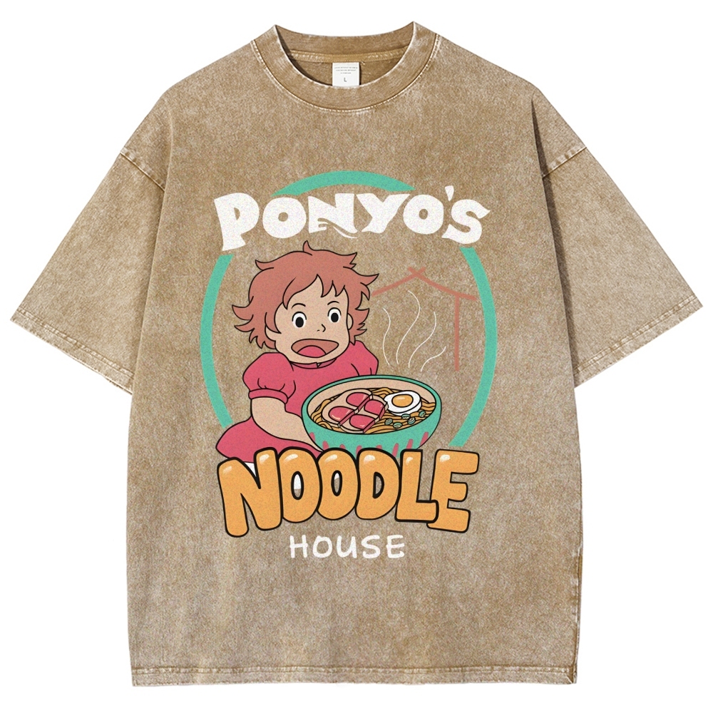 Ghibli Ponyo Anime Vintage Wash Japanese Design T-Shirt