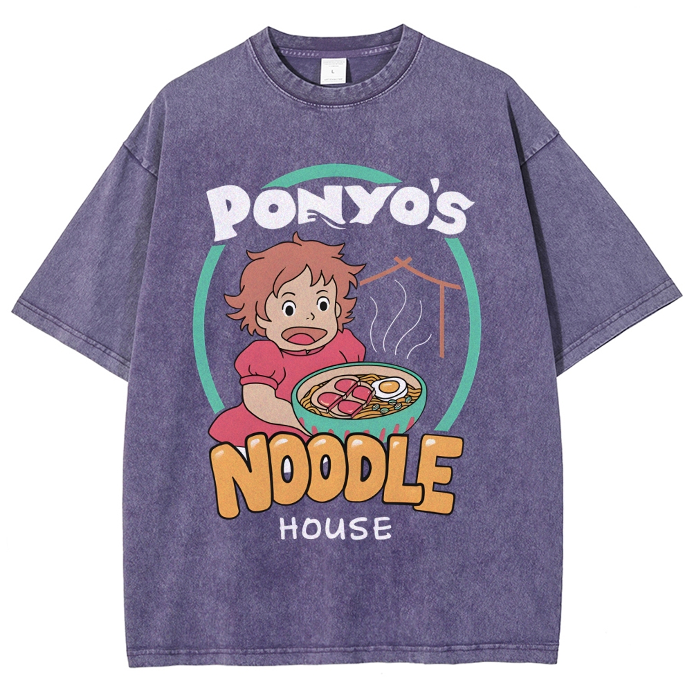 Ghibli Ponyo Anime Vintage Wash Japanese Design T-Shirt
