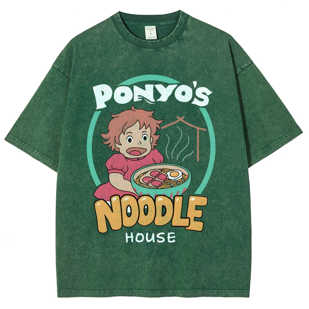 Ghibli Ponyo Anime Vintage Wash Japanese Design T-Shirt