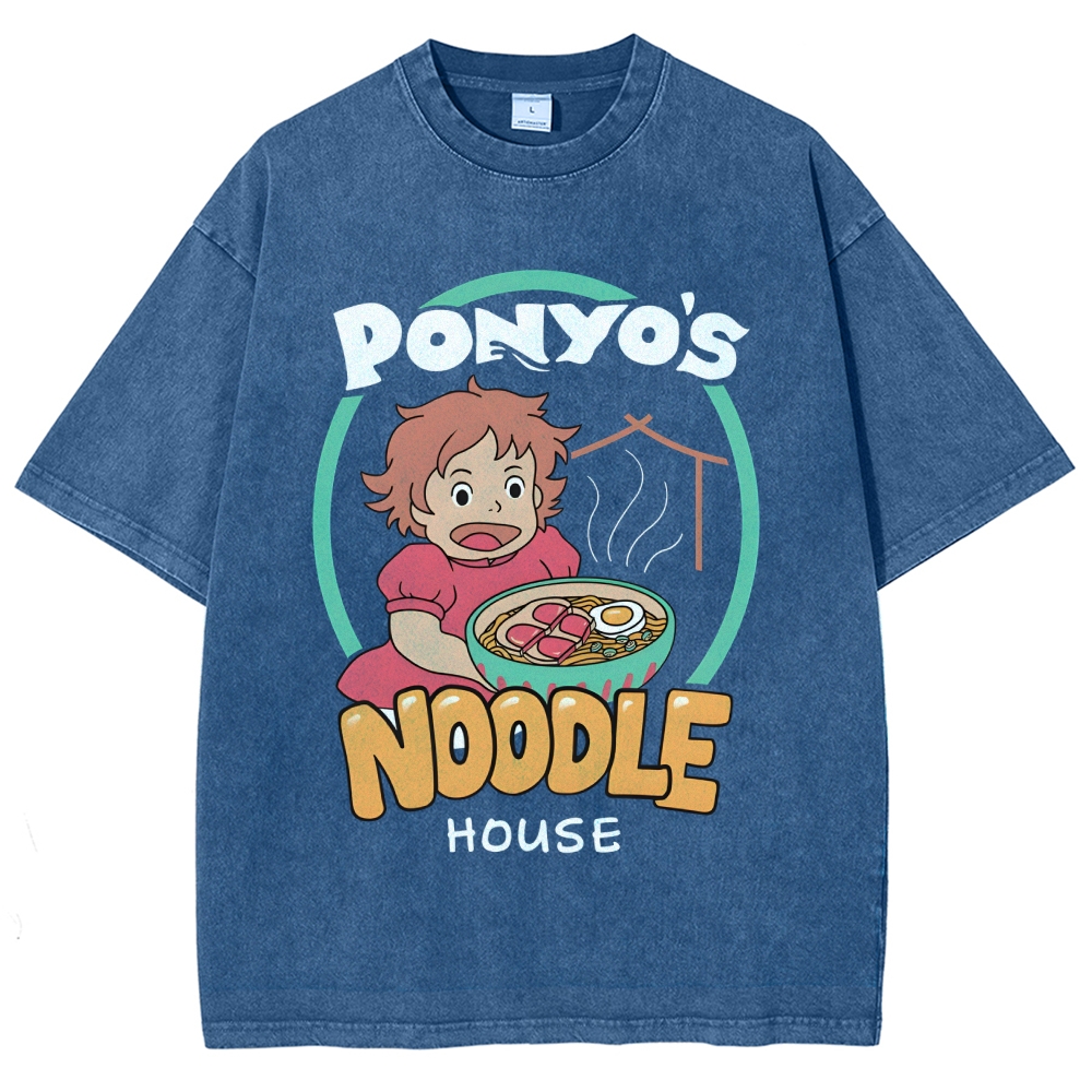 Ghibli Ponyo Anime Vintage Wash Japanese Design T-Shirt