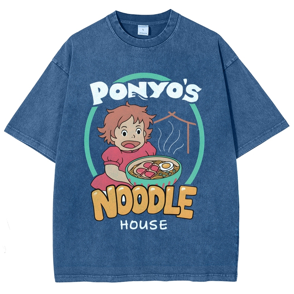 Ghibli Ponyo Anime Vintage Wash Japanese Design T-Shirt