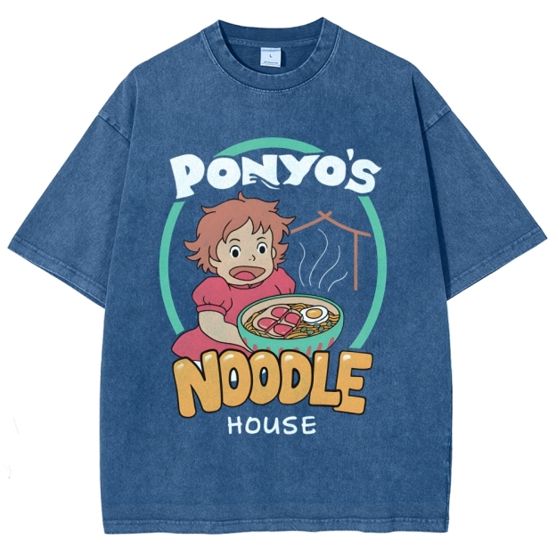 Ghibli Ponyo Anime Vintage Wash Japanese Design T-Shirt