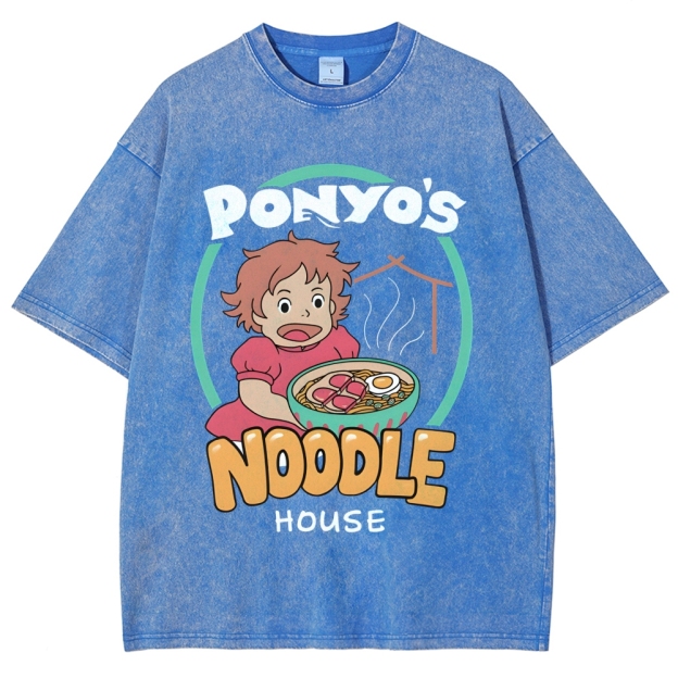 Ghibli Ponyo Anime Vintage Wash Japanese Design T-Shirt