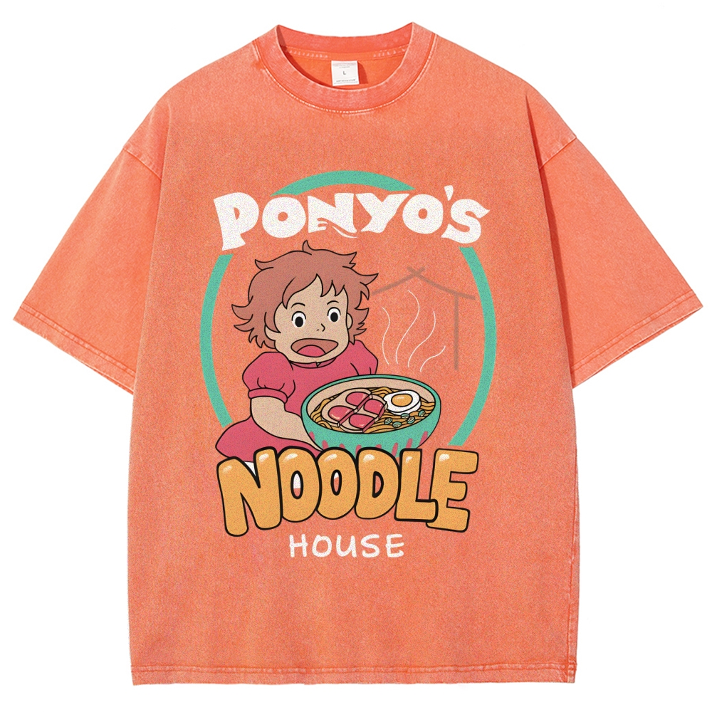 Ghibli Ponyo Anime Vintage Wash Japanese Design T-Shirt