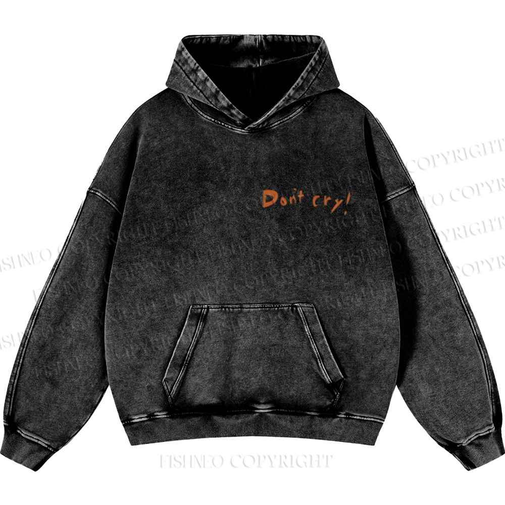 Unisex Casual Japanese Art Yoshitomo Nara Don't Cry Printed Washed Hoodie