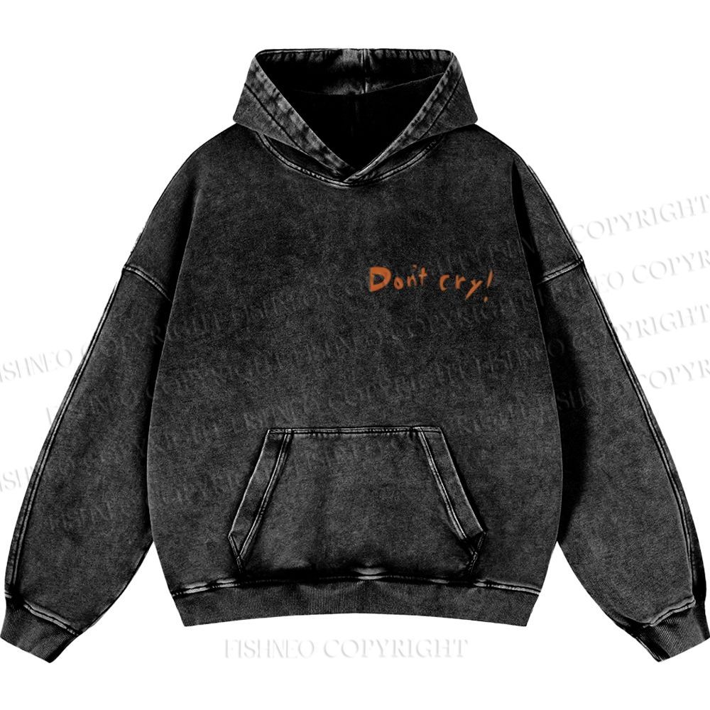 Unisex Casual Japanese Art Yoshitomo Nara Don't Cry Printed Washed Hoodie