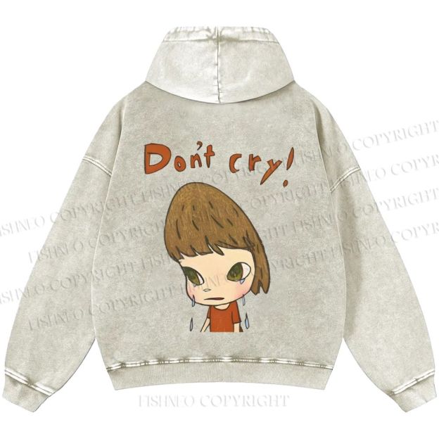 Unisex Casual Japanese Art Yoshitomo Nara Don't Cry Printed Washed Hoodie