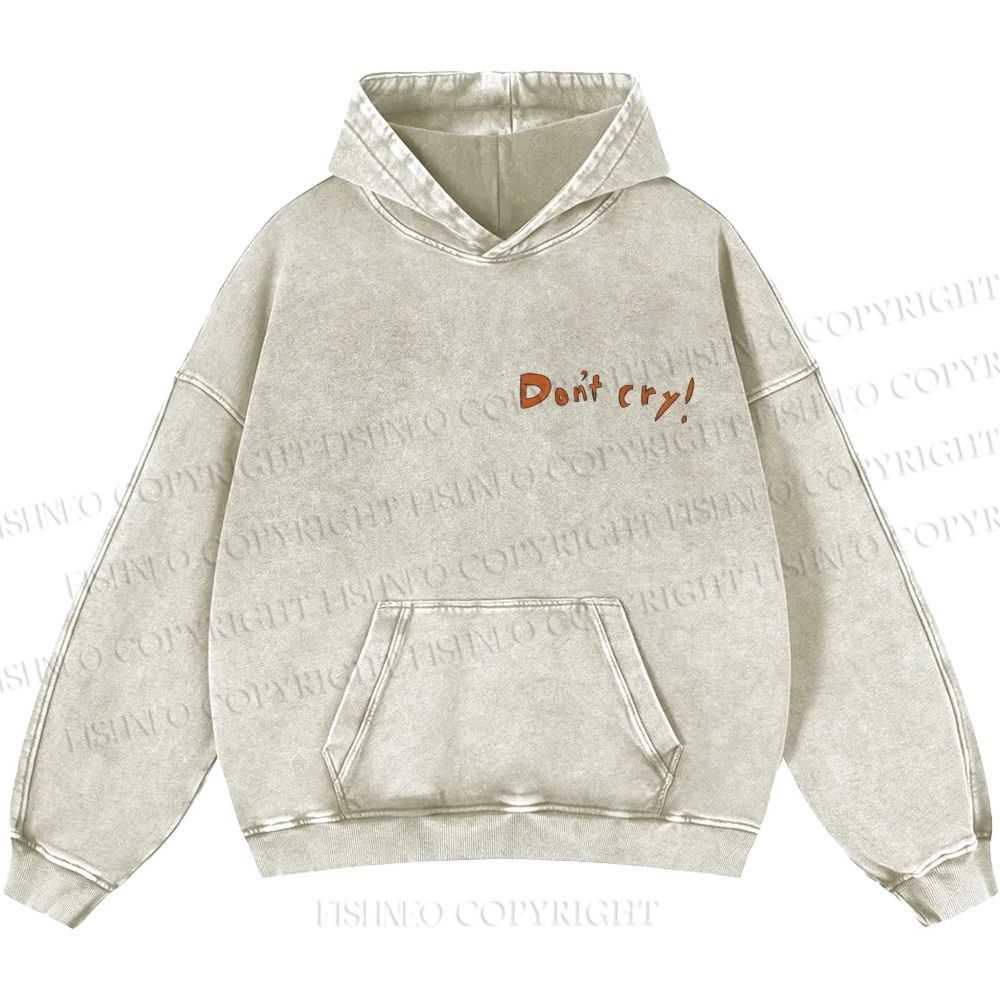 Unisex Casual Japanese Art Yoshitomo Nara Don't Cry Printed Washed Hoodie