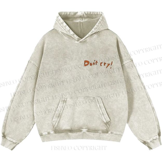 Unisex Casual Japanese Art Yoshitomo Nara Don't Cry Printed Washed Hoodie