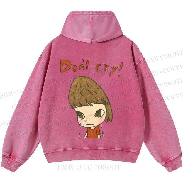 Unisex Casual Japanese Art Yoshitomo Nara Don't Cry Printed Washed Hoodie