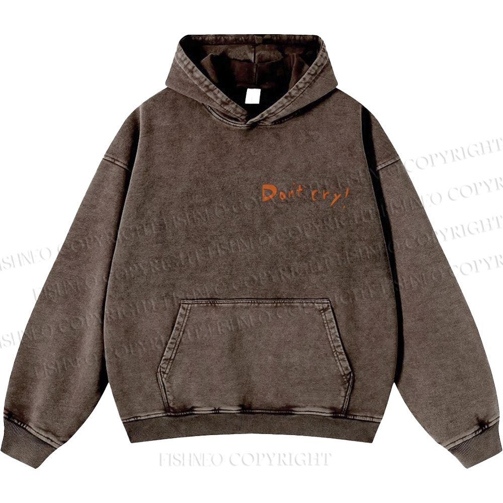 Unisex Casual Japanese Art Yoshitomo Nara Don't Cry Printed Washed Hoodie