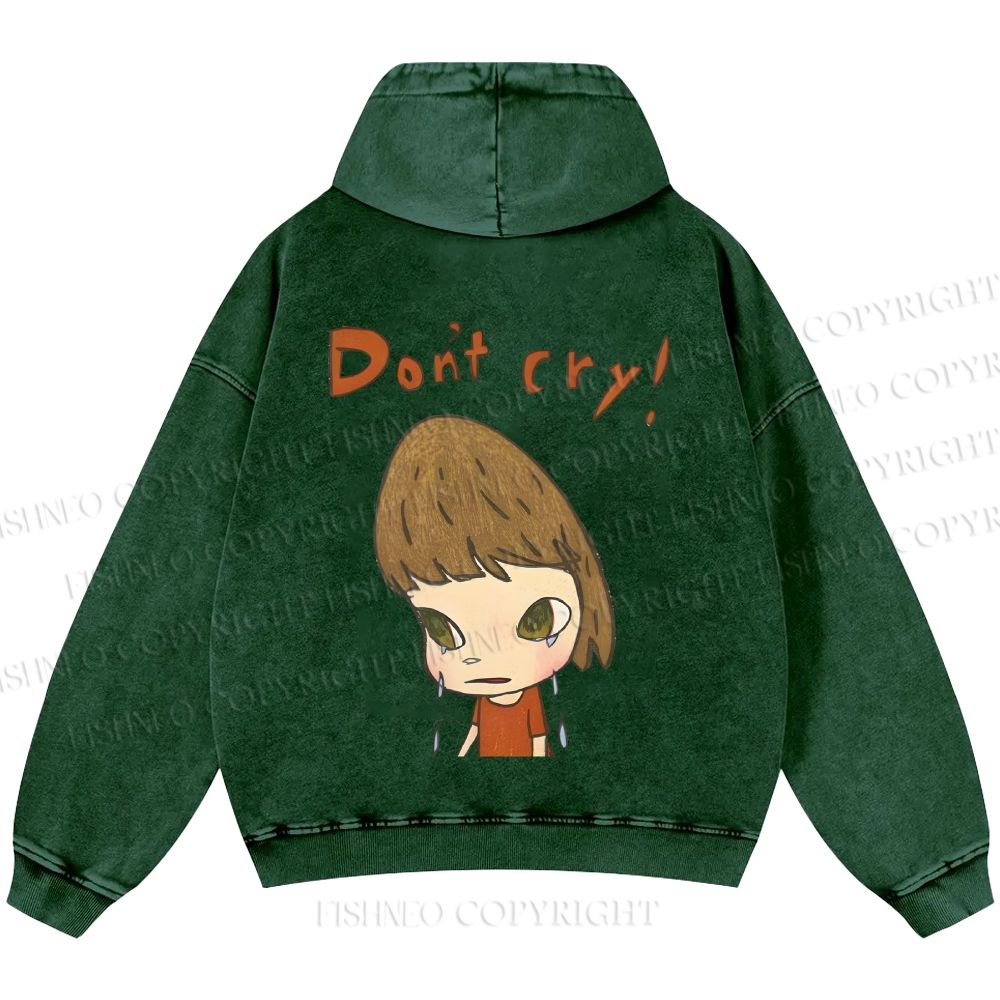 Unisex Casual Japanese Art Yoshitomo Nara Don't Cry Printed Washed Hoodie