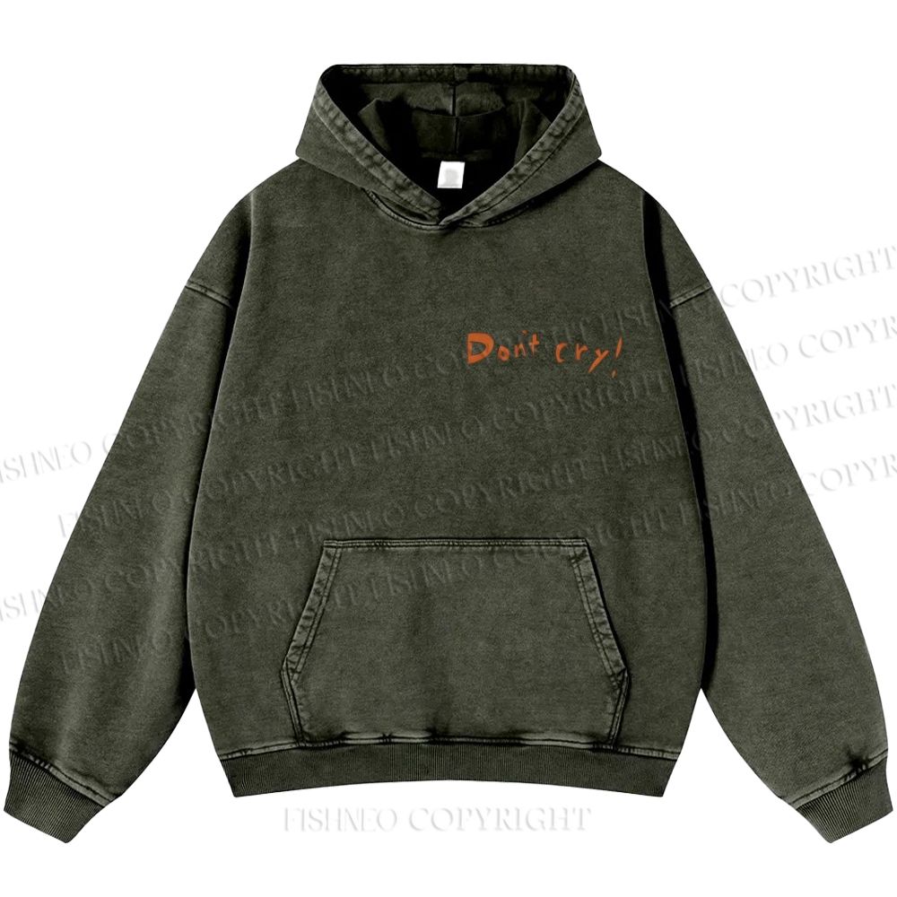 Unisex Casual Japanese Art Yoshitomo Nara Don't Cry Printed Washed Hoodie