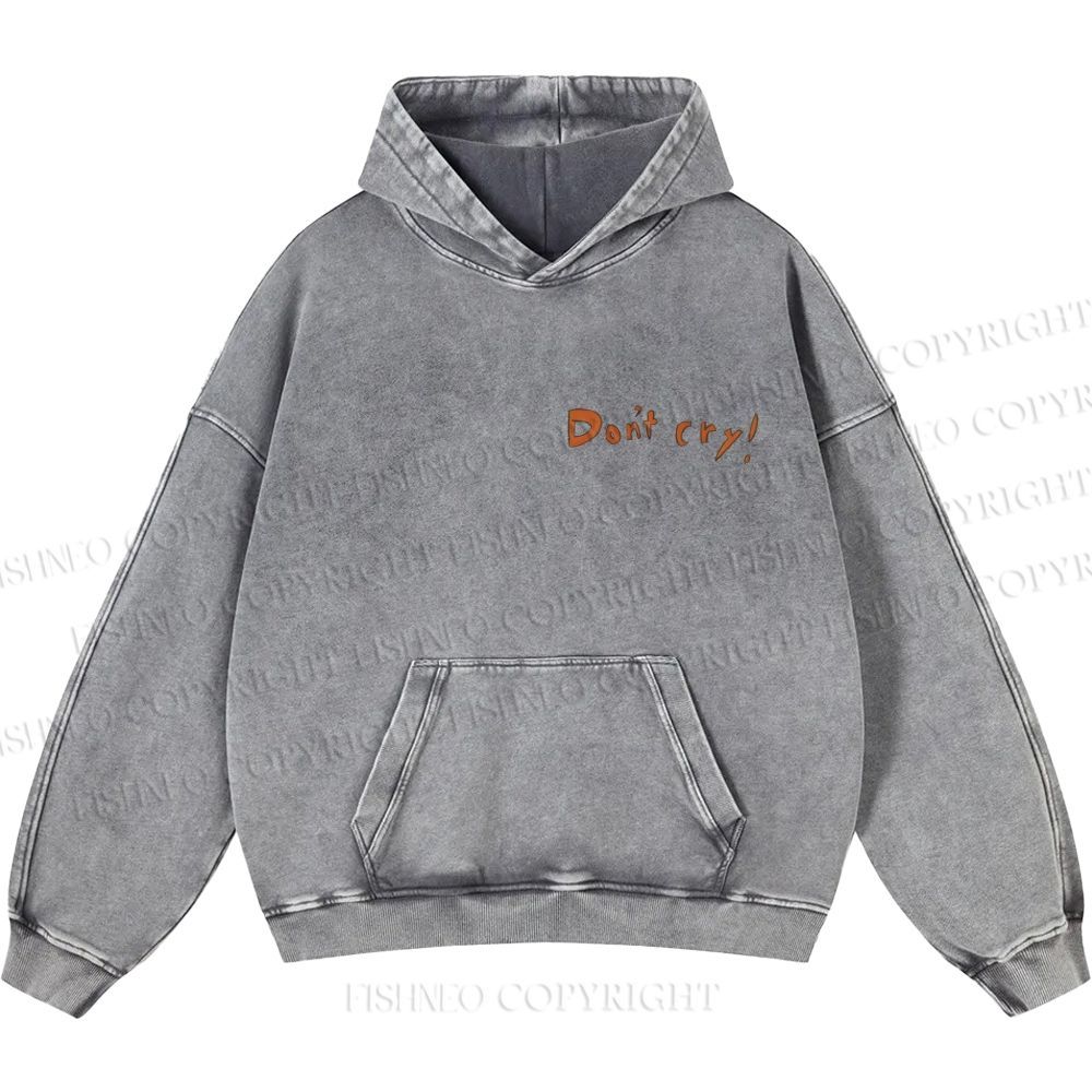 Unisex Casual Japanese Art Yoshitomo Nara Don't Cry Printed Washed Hoodie