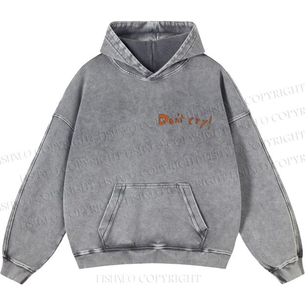 Unisex Casual Japanese Art Yoshitomo Nara Don't Cry Printed Washed Hoodie