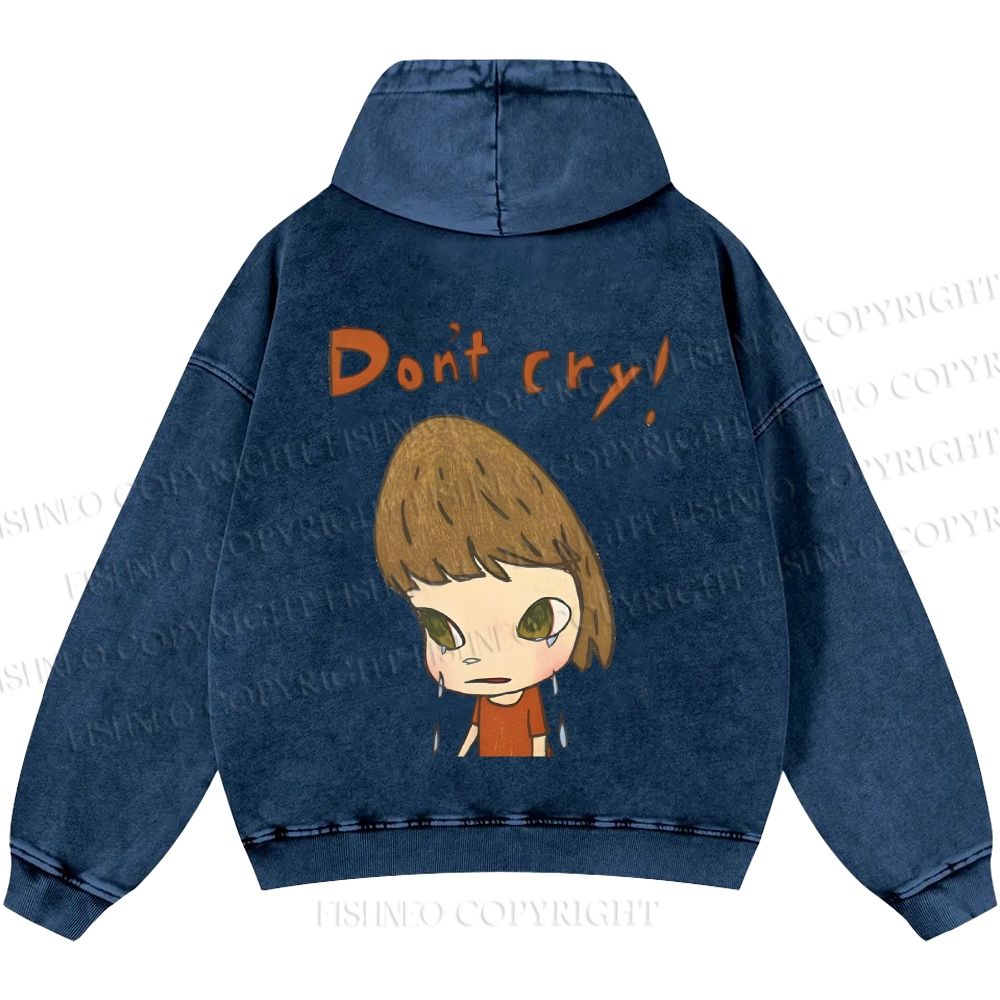 Unisex Casual Japanese Art Yoshitomo Nara Don't Cry Printed Washed Hoodie