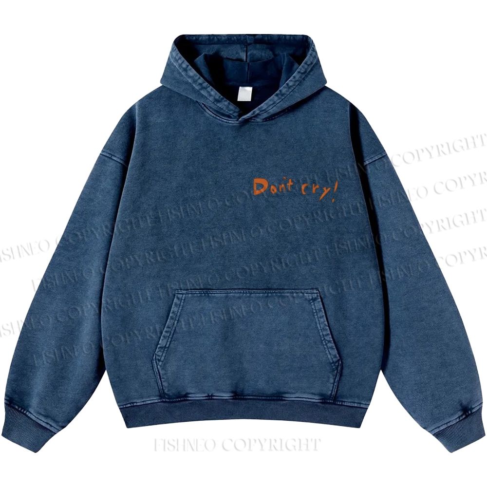 Unisex Casual Japanese Art Yoshitomo Nara Don't Cry Printed Washed Hoodie