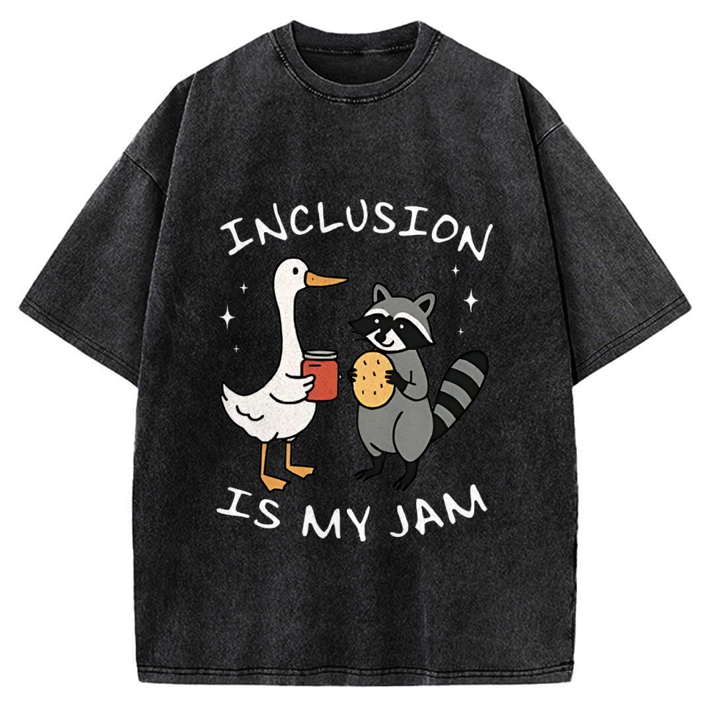 Inclusion Is My Jam Silly Goose And A Raccoon Vintage Washed T-shirt