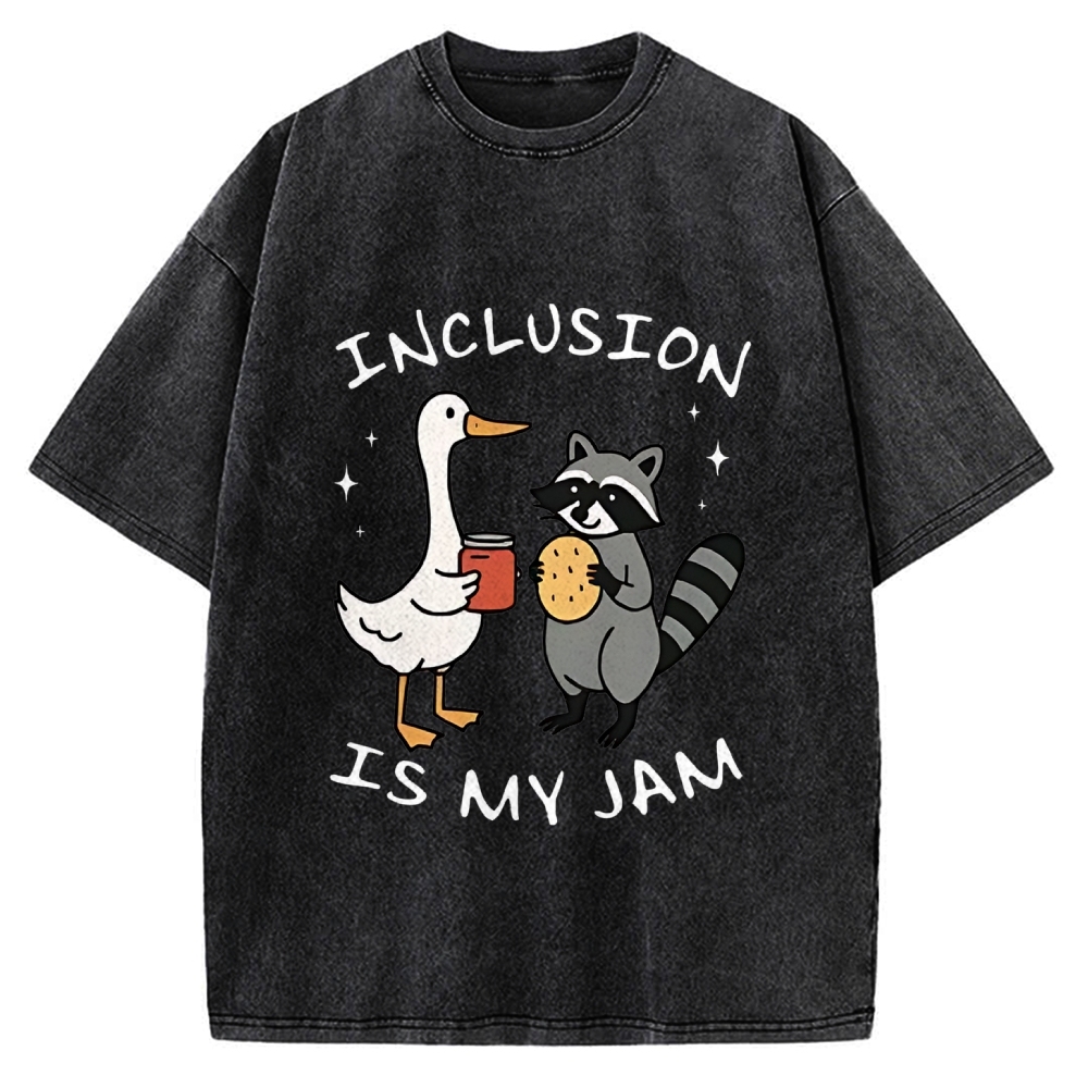 Inclusion Is My Jam Silly Goose And A Raccoon Vintage Washed T-shirt