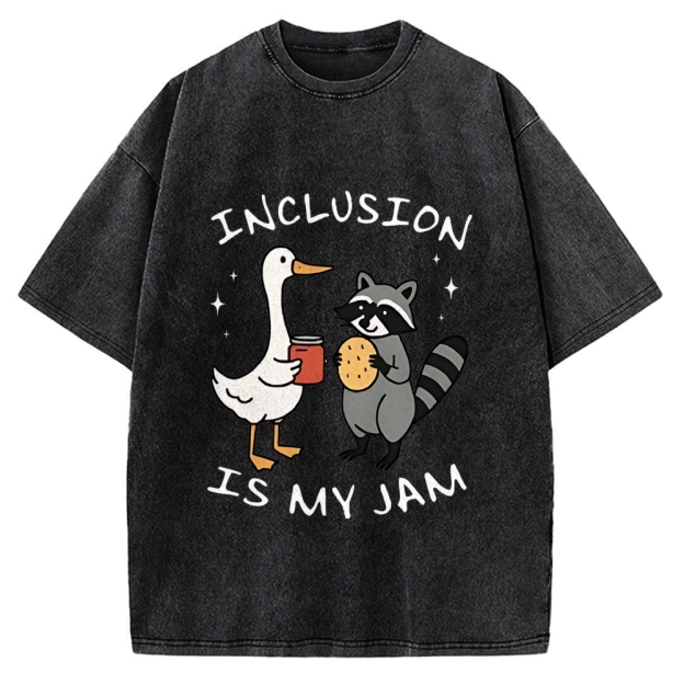 Inclusion Is My Jam Silly Goose And A Raccoon Vintage Washed T-shirt