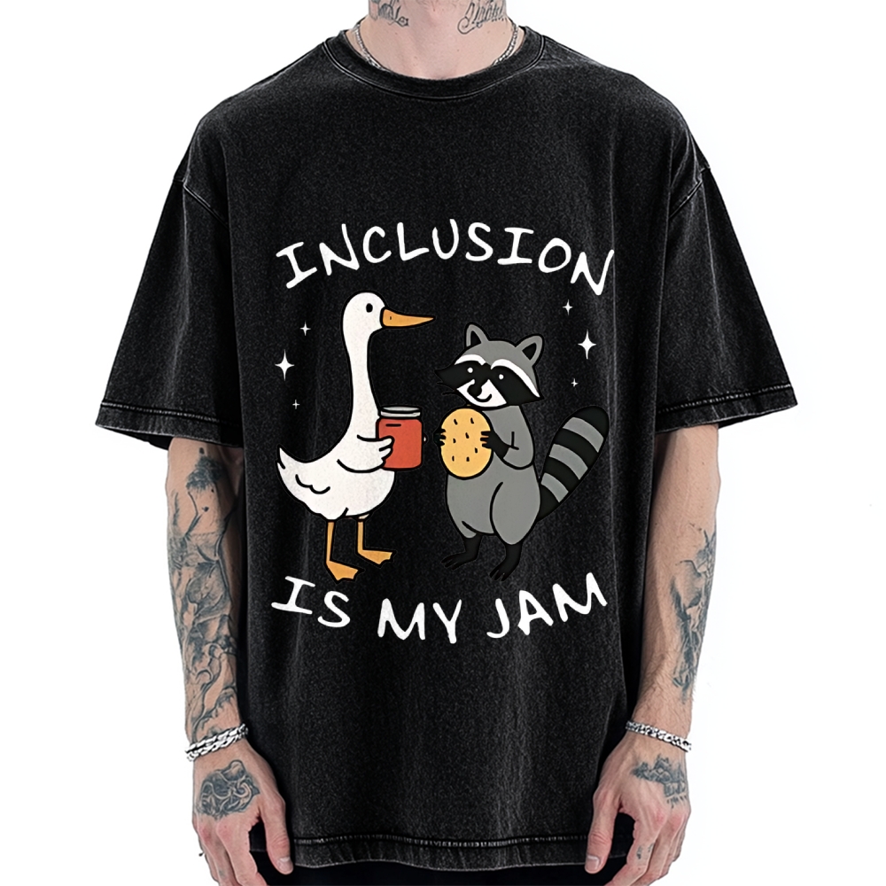 Inclusion Is My Jam Silly Goose And A Raccoon Vintage Washed T-shirt