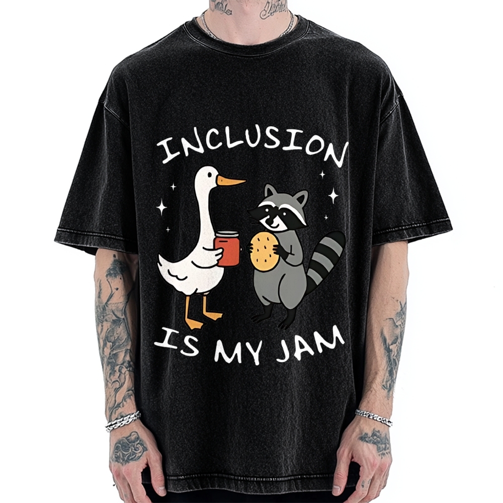 Inclusion Is My Jam Silly Goose And A Raccoon Vintage Washed T-shirt