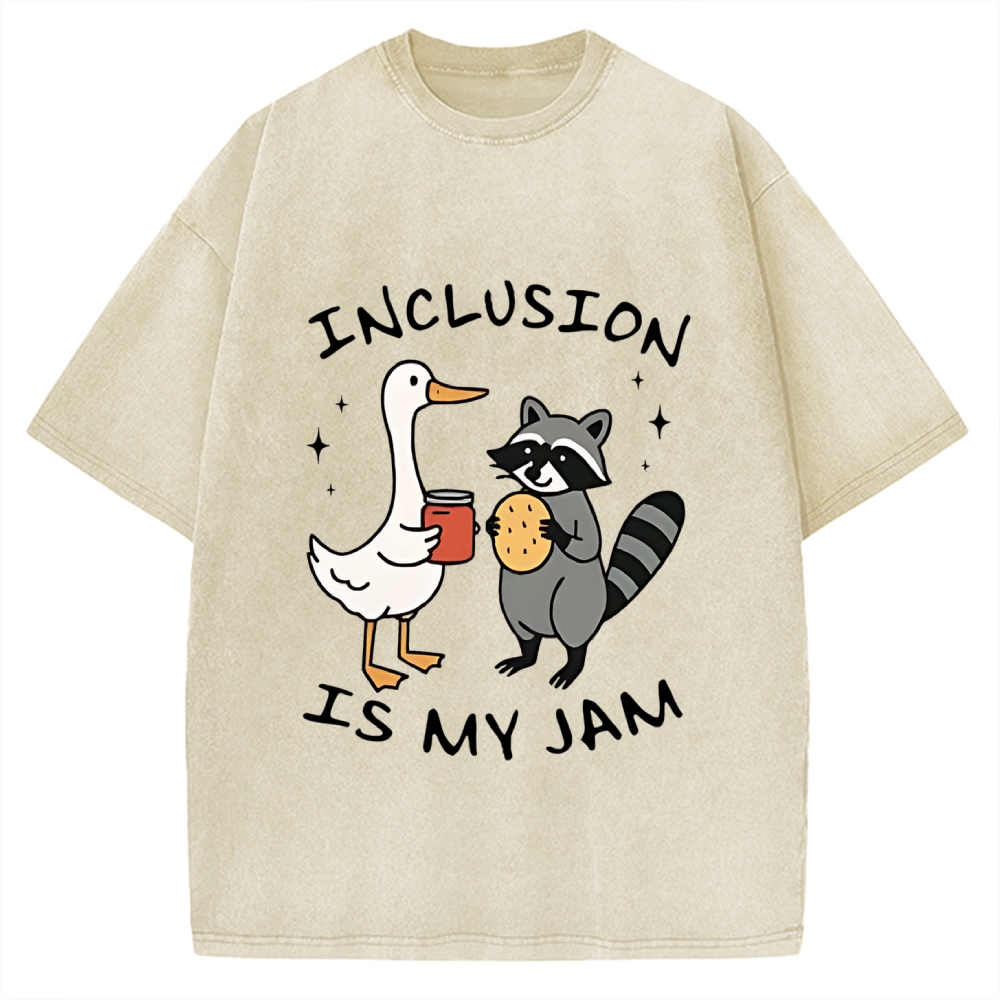 Inclusion Is My Jam Silly Goose And A Raccoon Vintage Washed T-shirt