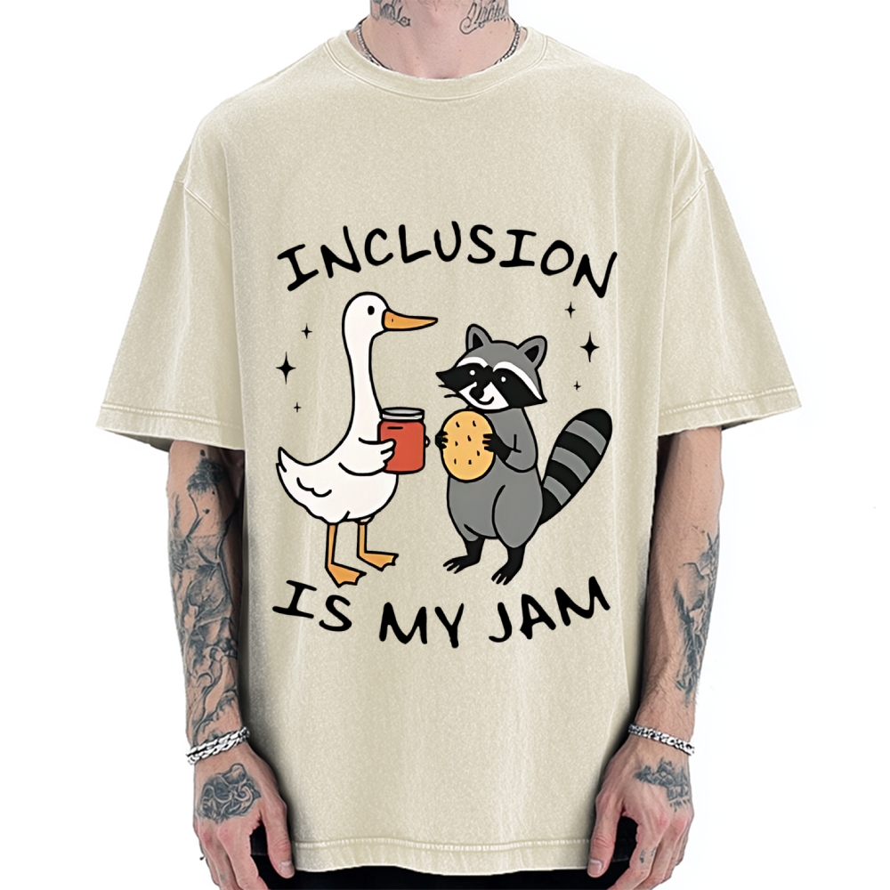 Inclusion Is My Jam Silly Goose And A Raccoon Vintage Washed T-shirt