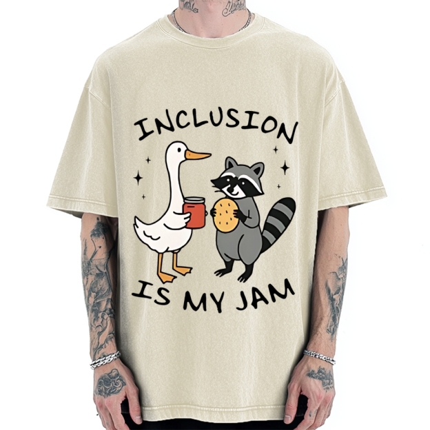 Inclusion Is My Jam Silly Goose And A Raccoon Vintage Washed T-shirt