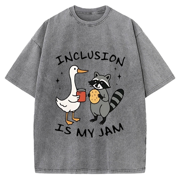 Inclusion Is My Jam Silly Goose And A Raccoon Vintage Washed T-shirt