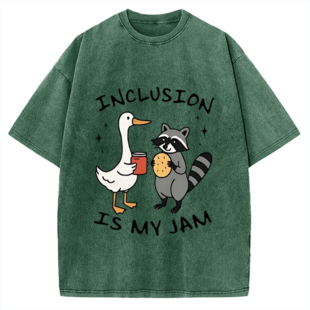 Inclusion Is My Jam Silly Goose And A Raccoon Vintage Washed T-shirt