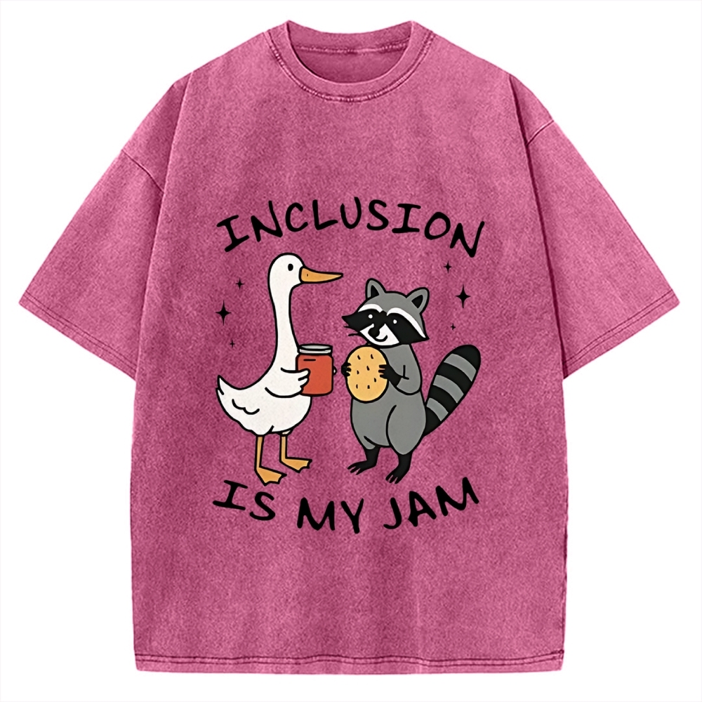 Inclusion Is My Jam Silly Goose And A Raccoon Vintage Washed T-shirt