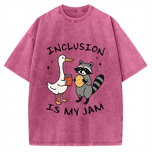 Inclusion Is My Jam Silly Goose And A Raccoon Vintage Washed T-shirt