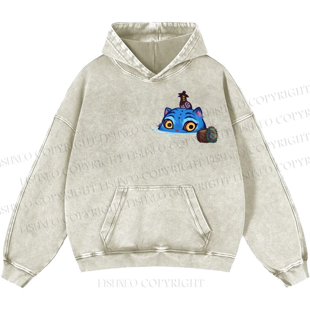 Unisex Casual Kpop Demon Hunters Tiger Printed Washed Hoodie