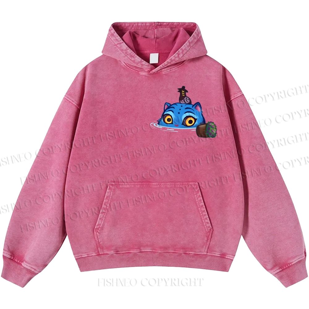 Unisex Casual Kpop Demon Hunters Tiger Printed Washed Hoodie