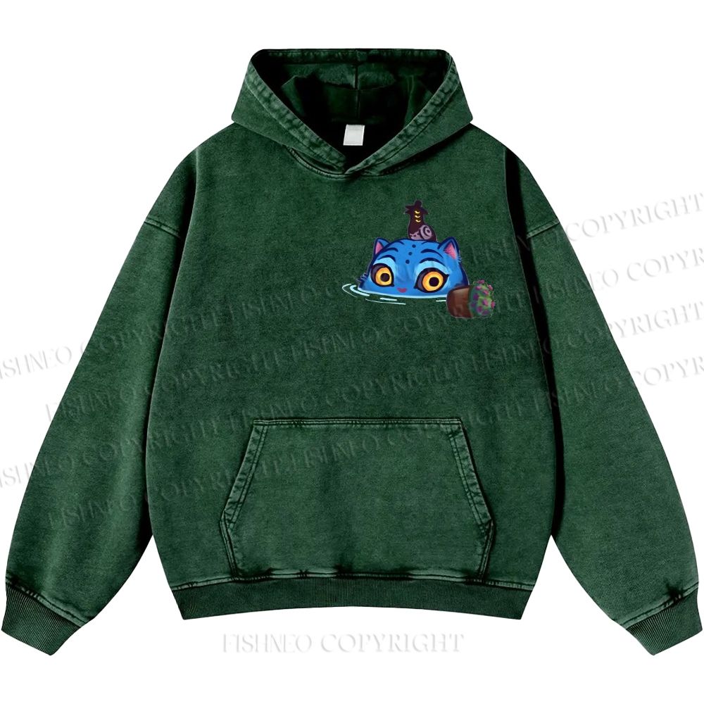 Unisex Casual Kpop Demon Hunters Tiger Printed Washed Hoodie