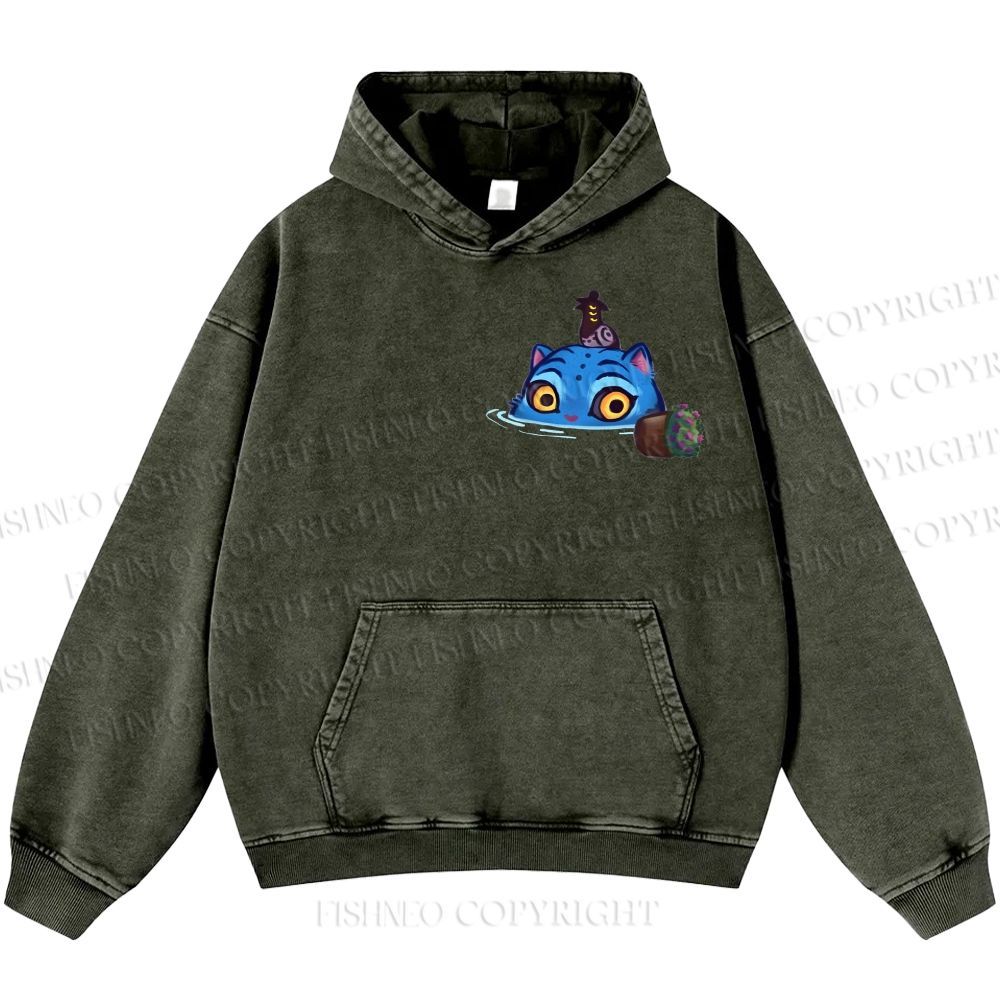 Unisex Casual Kpop Demon Hunters Tiger Printed Washed Hoodie