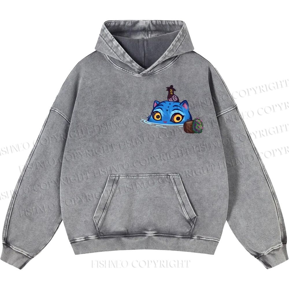 Unisex Casual Kpop Demon Hunters Tiger Printed Washed Hoodie