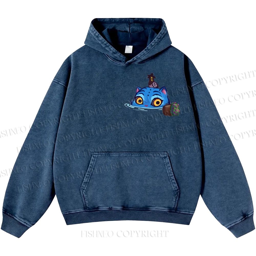 Unisex Casual Kpop Demon Hunters Tiger Printed Washed Hoodie