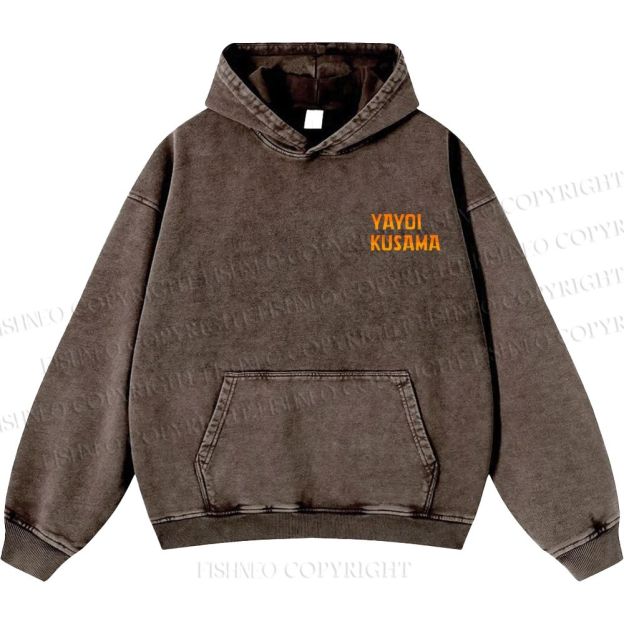 Unisex Casual Japanese Yayoi Kusama Cat Printed Washed Hoodie