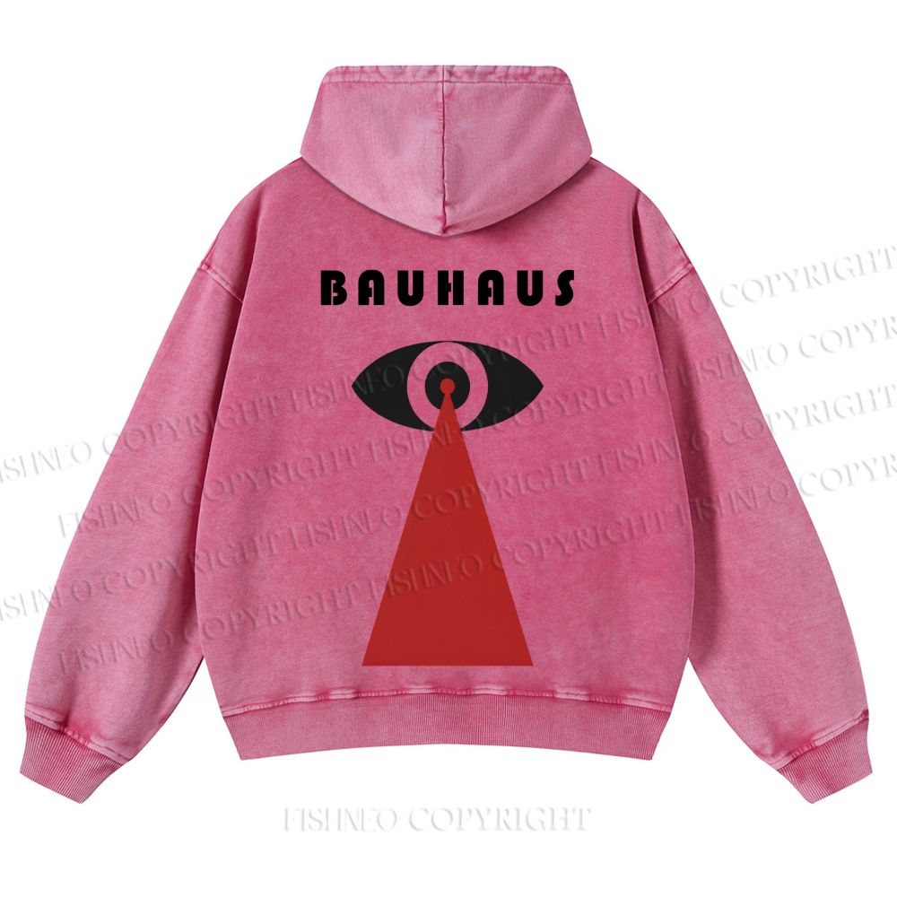Casual Bauhaus Eyes Printed Washed Hoodie